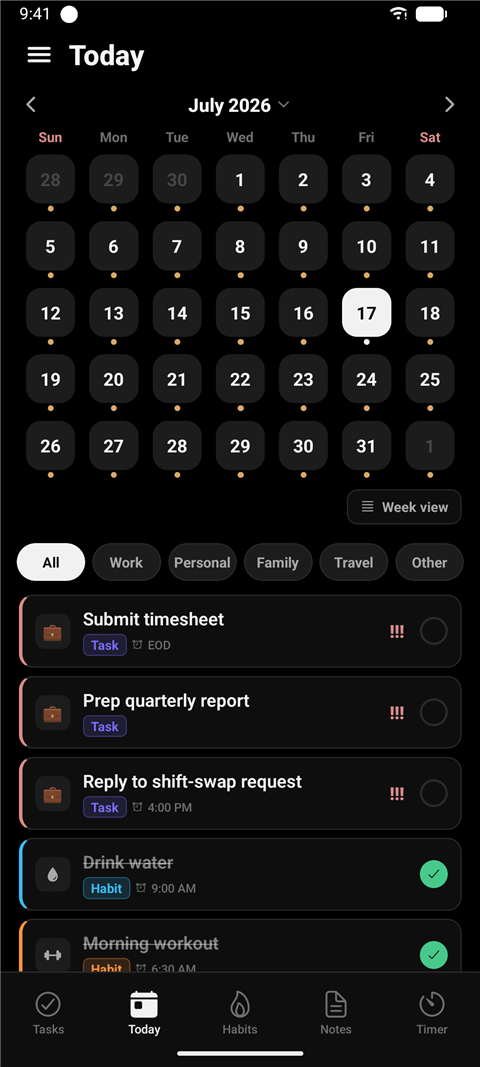 Calendar and agenda